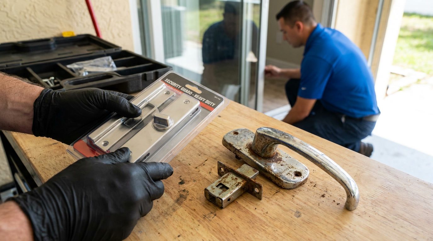 Sliding door lock replacement in Broward County FL Sliding door lock replacement in Broward County FL
