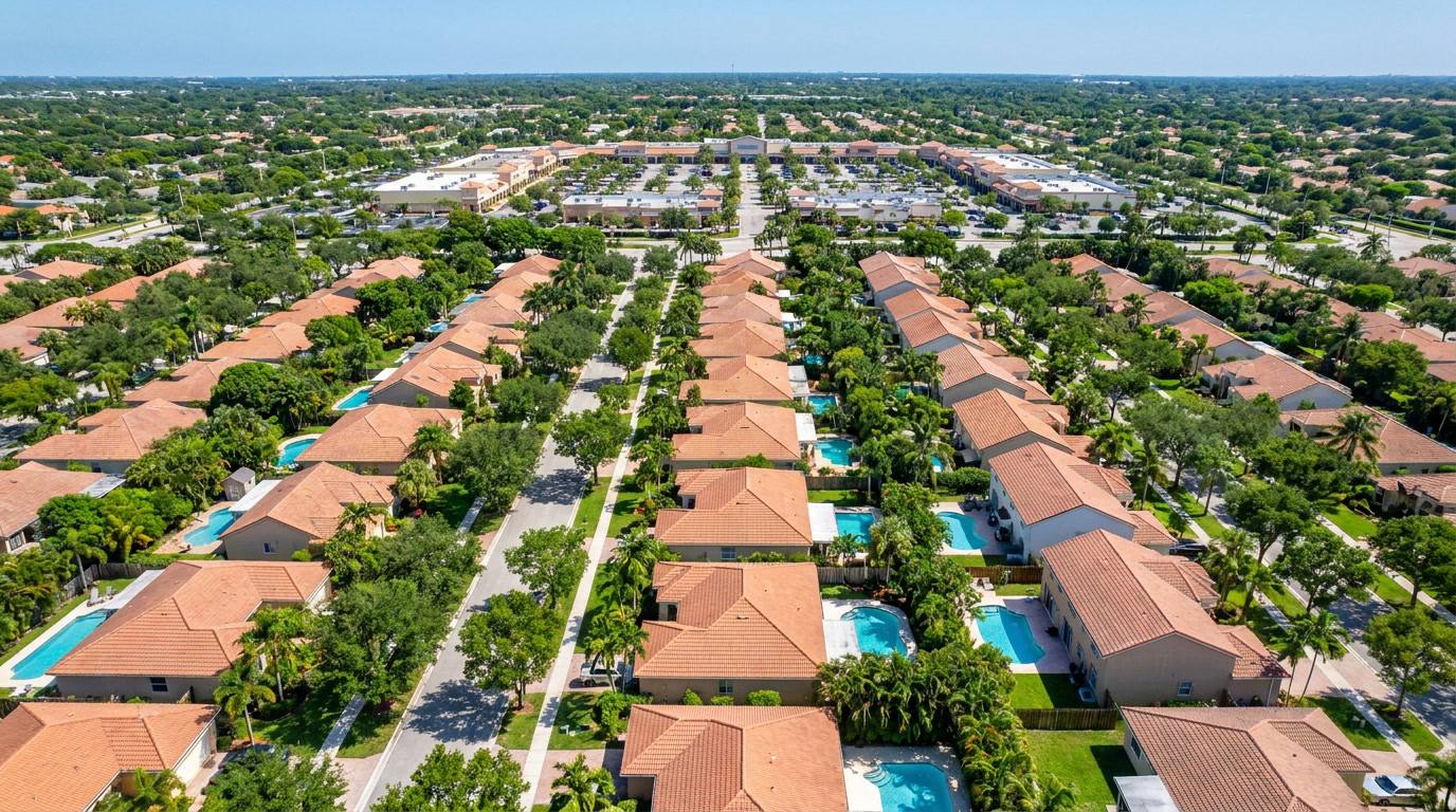 Plantation FL neighborhood showing residential homes we service for sliding door repair Plantation FL neighborhood showing residential homes we service for sliding door repair