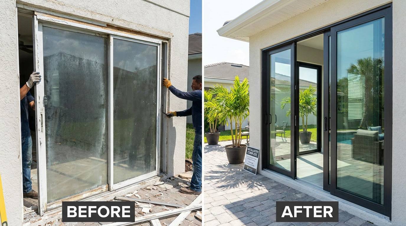 Sliding door replacement project in Broward County FL Sliding door replacement project in Broward County FL