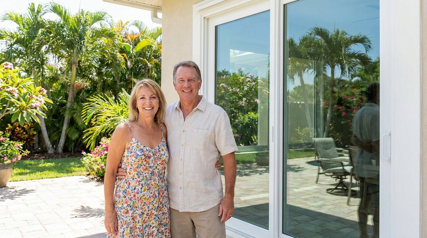 Happy Broward County homeowners after sliding door repair Happy Broward County homeowners after sliding door repair
