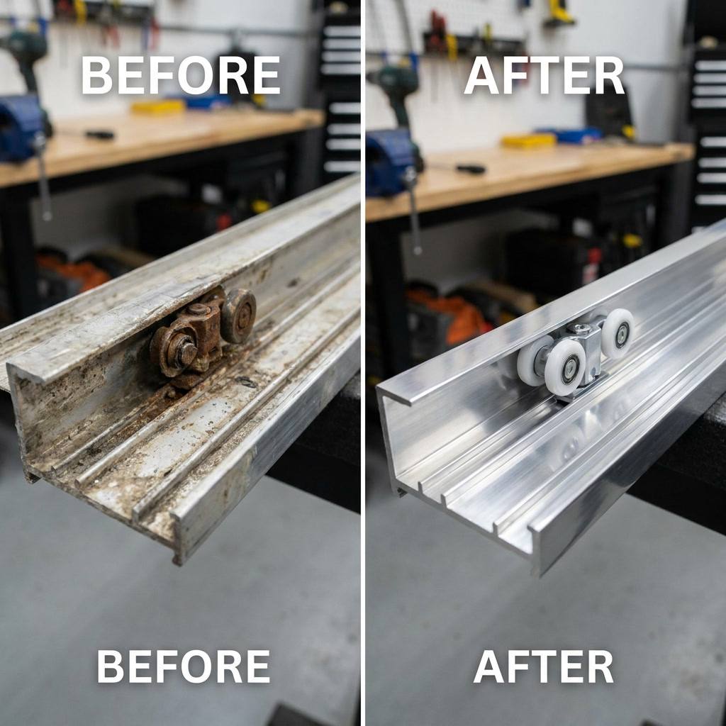 Track repair on sliding door at a Plantation FL residence Track repair on sliding door at a Plantation FL residence
