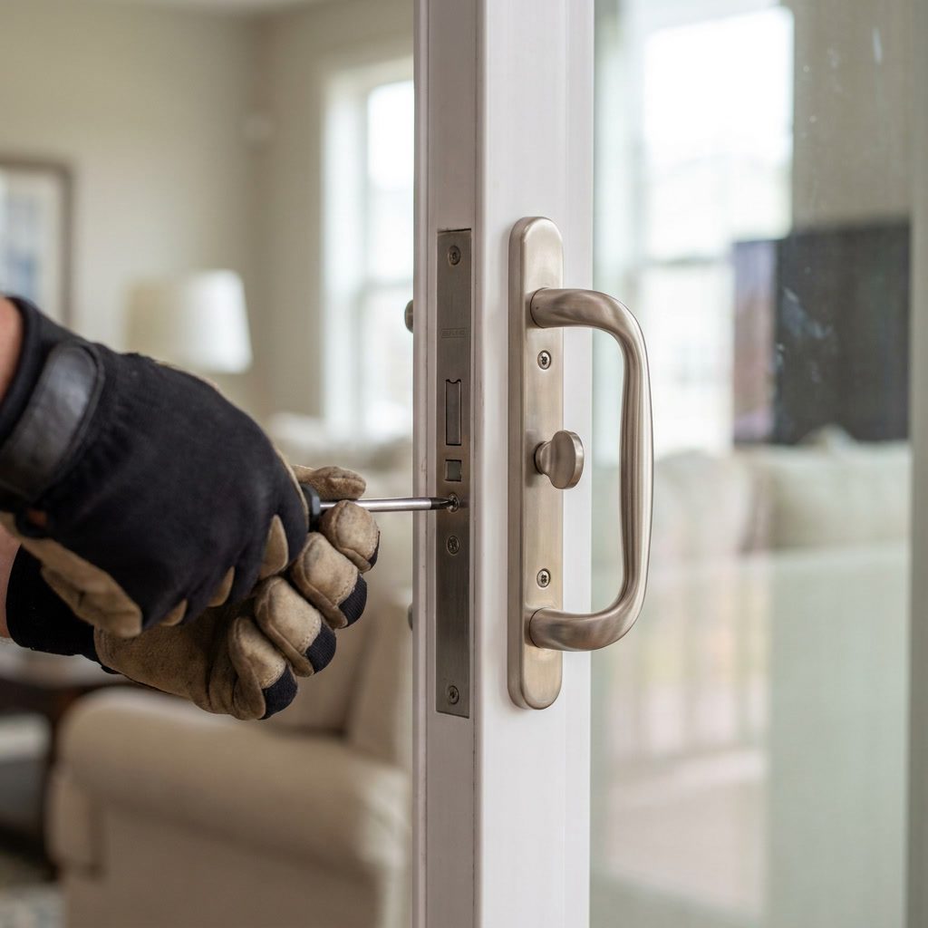 Sliding door lock and handle replacement